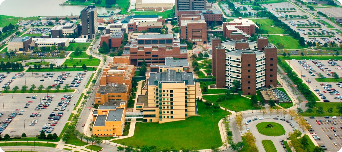Buffalo city and UB buildings