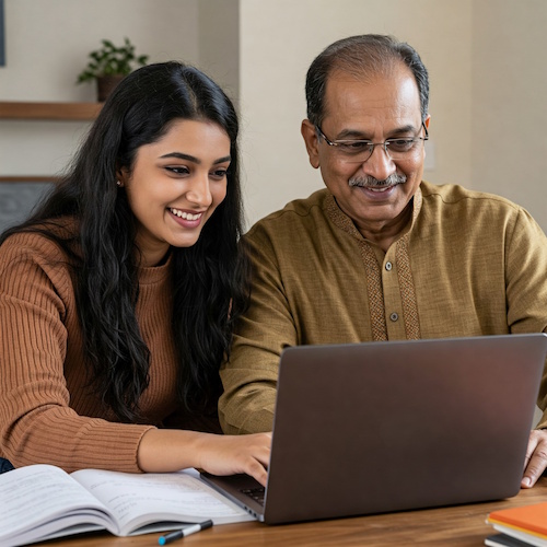 Family on laptop